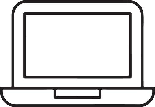 Simple line art icon of an open laptop computer vector