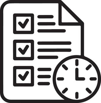 Checklist with a clock icon for task completion vector