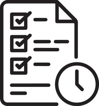 Checklist with a clock icon indicating time management vector