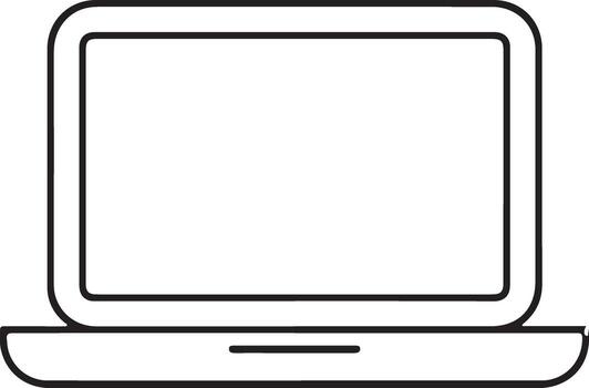 sencillo contorno de un abierto ordenador portátil computadora vector