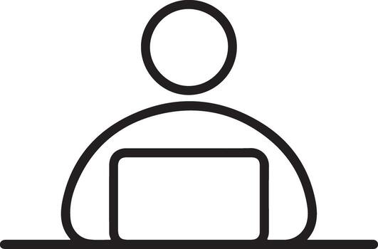 Person working on a laptop computer at a desk vector