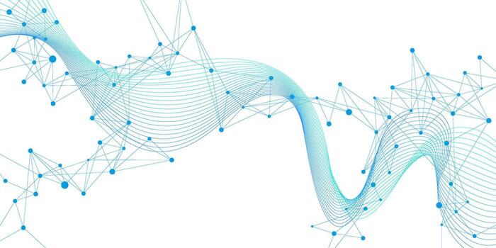 resumen Ciencias y tecnología antecedentes con azul conectando puntos y líneas. futurista comunicación, química, y neuronas vector