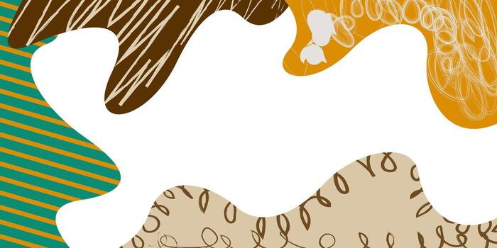 Abstract banner background with paper cutout collage and pencil scribbles forming a frame border on white. vector