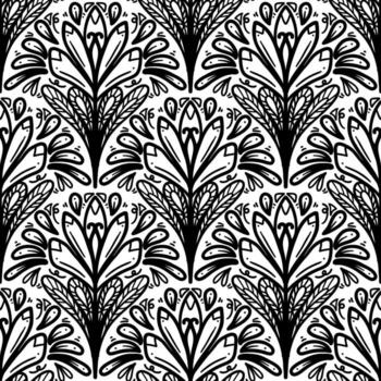 line floral scribble repeat pattern vector