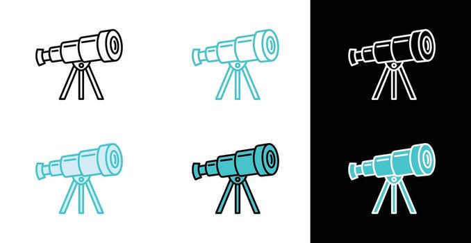 A telescope on a tripod Icon in line and fill style vector