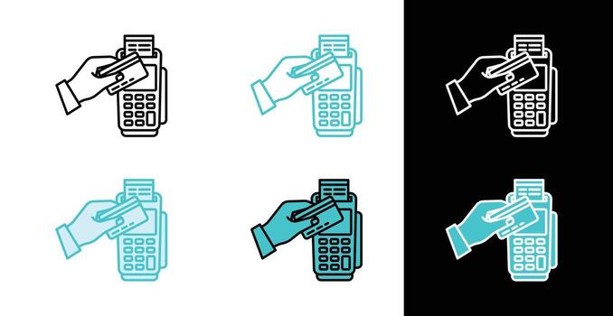 Credit card terminal for payment processing and transactions icon in line and fill style vector