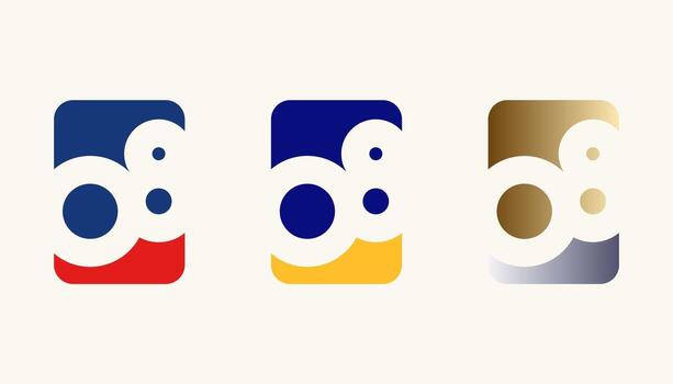 Collection of Card Design Number Anniversary 8th, 8th Happy Anniversary with Rectangle or Square shape in multiple colour variation. vector