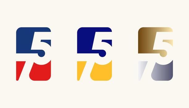 colección de tarjeta diseño número aniversario 75, 75 contento aniversario con rectángulo o cuadrado forma en múltiple color variación. vector