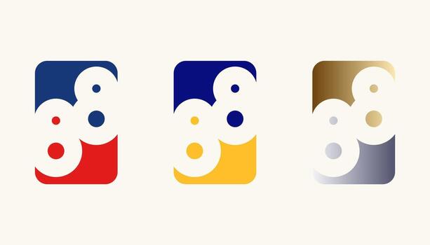 Collection of Card Design Number Anniversary 88th, 88th Happy Anniversary with Rectangle or Square shape in multiple colour variation. vector