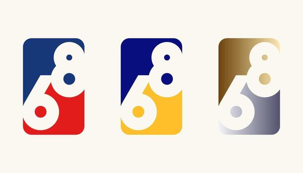 Collection of Card Design Number Anniversary 68th, 68th Happy Anniversary with Rectangle or Square shape in multiple colour variation. vector