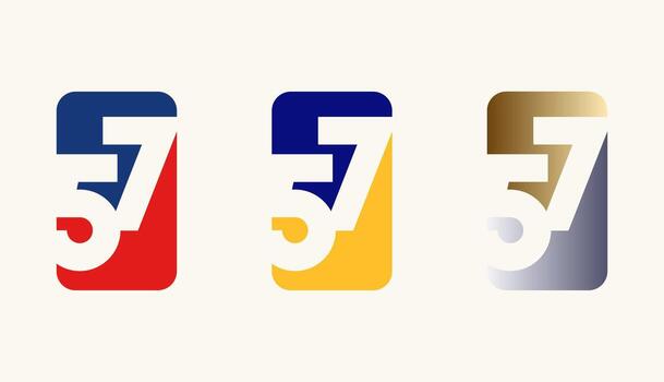 colección de tarjeta diseño número aniversario 57º, 57º contento aniversario con rectángulo o cuadrado forma en múltiple color variación. vector