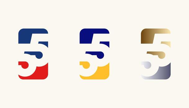 Collection of Card Design Number Anniversary 55th, 55th Happy Anniversary with Rectangle or Square shape in multiple colour variation. vector