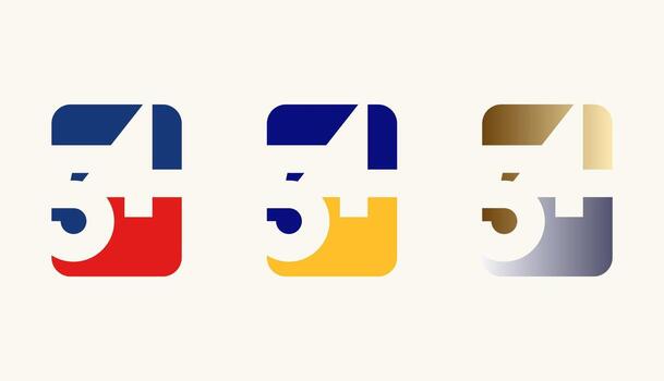 Collection of Card Design Number Anniversary 54th, 54th Happy Anniversary with Rectangle or Square shape in multiple colour variation. vector