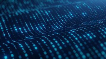 futuristische 3d binair code achtergrond met gloeiend blauw cijfers vloeiende in digitaal golven, perfect voor technologie, gegevens analyse, en cybersecurity-gerelateerd ontwerp concepten. video