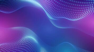 astratto onda di raggiante particelle nel pendenza blu e viola sfondo, Perfetto per tecnologia, digitale fluire, ai concetti, presentazioni, e moderno futuristico design modelli. video