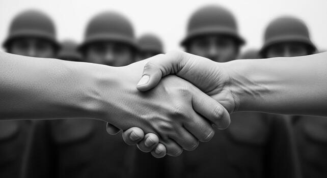 Unity and Peace, A Powerful Representation of Brotherhood Amidst Soldiers in a Historic Context photo