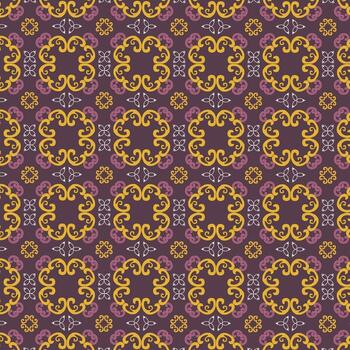 Swirling batik pattern with square grid vector