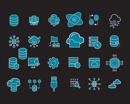 datos editable íconos colocar. ilustración en moderno Delgado línea estilo de tecnología relacionado íconos vector