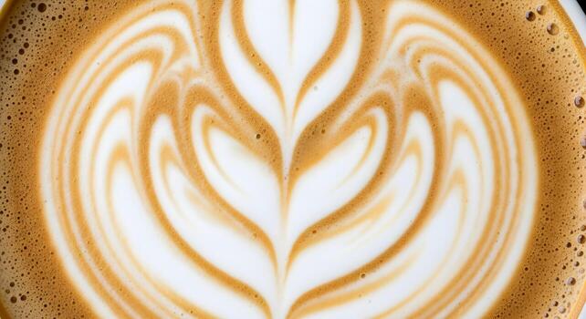 un resumen macro fotografía de latté Arte espuma textura. un ultra detallado de cerca exhibiendo el intrincado y hermosa patrones de espumado leche, Perfecto para café amantes y resumen Arte. foto