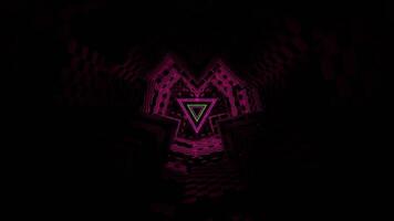 Pink and Green Neon Triangles in Tunnel of Squares Background VJ Loop in 4K video