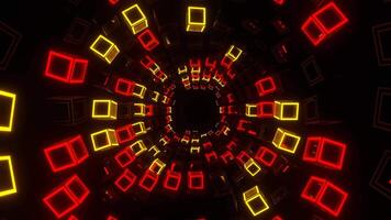 röd och gul rörelse genom Blixt kvadrater bakgrund vj slinga i 4k video