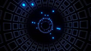 Blue Strobe in Neon Square Elements Tunnel Background VJ Loop in 4K video