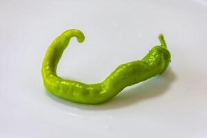shishito pimienta Pimiento annuum mar japonés, o japonés dulce pimienta, no picante y muy sabroso 4711 foto