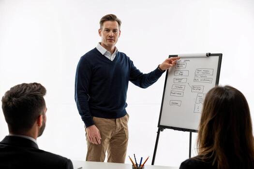 profesional hombre regalos ideas a un negocio reunión con asistentes comprometido en discusión y Tomar nota foto