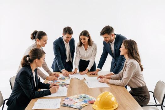 Group of business people working together at a table photo