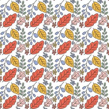 Modern seamless pattern with abstract flower motifs and leafy background vector