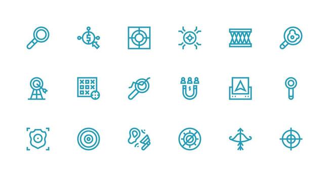 18 Strong Stroke Line Style Icons from Target Collection Icon Pack for UI vector