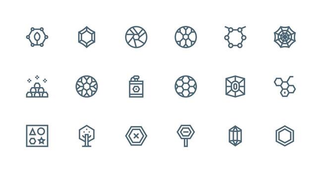 18 Strong Stroke Line Style Icons from Hexagon Collection Icon Set for Projects vector