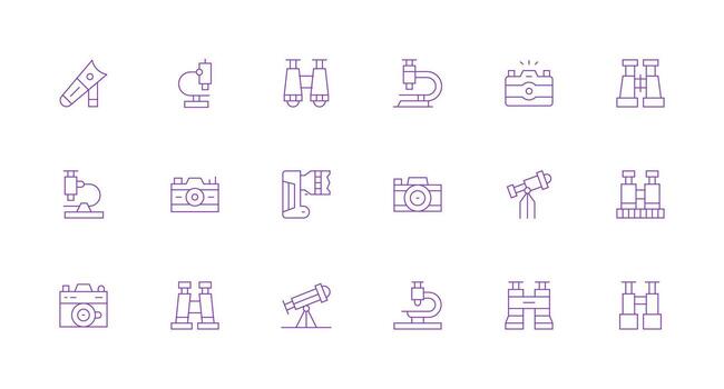 Optics featuring 18 Icons in Minimal Line Design Quick Access Icons for UI Development vector