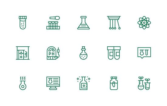 Regular Line Style Experiment Icons with 15 Vectors Layout Icon Collection