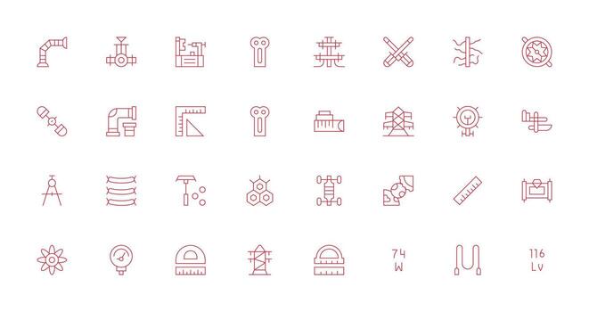 Thin Line Icons from Engineering Set with 32 Vectors Compact Icon Set
