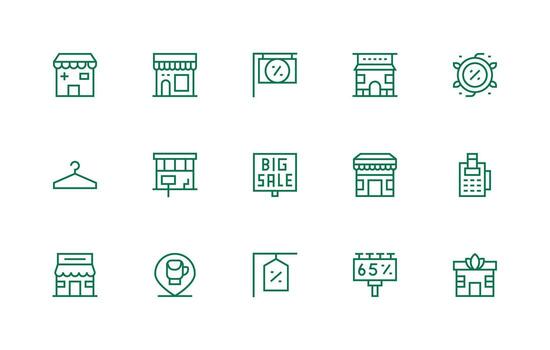 15 Icons for Retail Store in Regular Line Format Customizable Icon Series for Mobile Screens vector