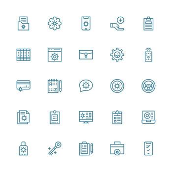 Manage Icon Set with 25 Medium Stroke Outline Graphics Optimized Icon Pack for Digital Products vector