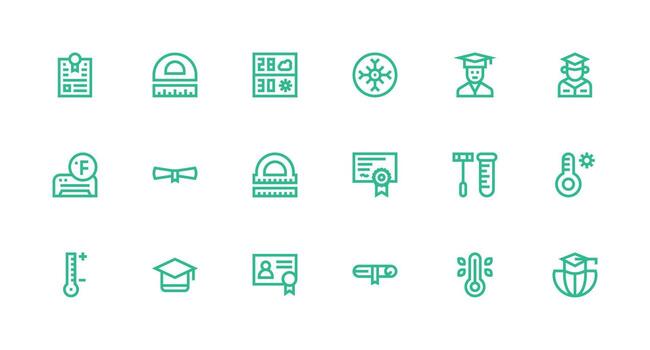 18 Strong Stroke Line Style Icons from Degree Collection User Interface Icons for Digital Products vector