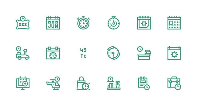 Time including 18 Strong Stroke Line Illustrations Core Icon Collection for Daily Tasks vector