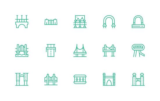 Regular Line Icons from Bridge Set with 15 Vectors Style Icon Set