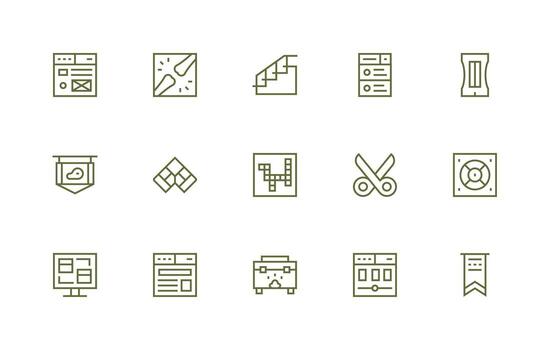 15 Regular Line Designs for Section Icons Basic Icon Series vector