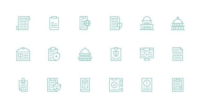 política icono conjunto con 18 mínimo línea gráficos flexible icono sistema para web interfaces vector