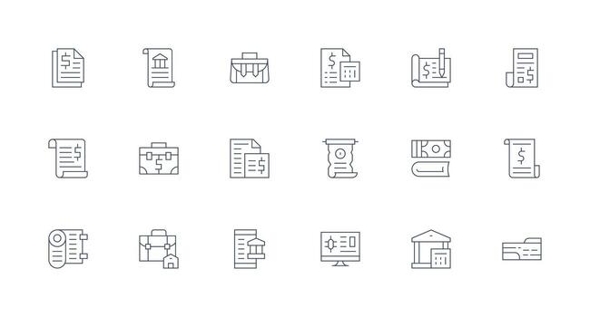 Ledger Icon Set with 18 Minimal Line Graphics UI Icon Set vector
