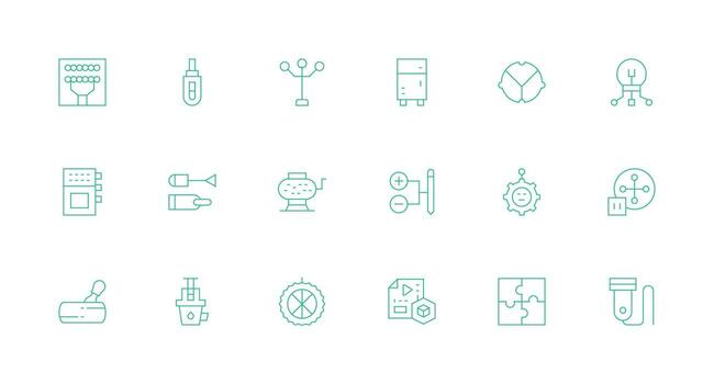 18 Icons for Component in Minimal Line Format Line Icon Collection vector