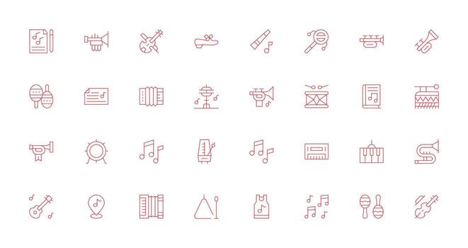 Musical Design Icons featuring 32 in Thin Line Style Multi-Purpose Icon Set vector