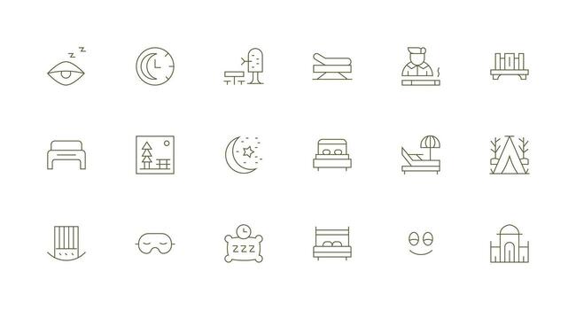 18 Minimal Line Vectors for Rest Theme Well-Structured Icons for Creative Use