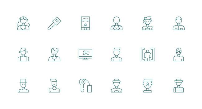 iniciar sesión diseño íconos presentando 18 en mínimo línea estilo icono conjunto para web vector