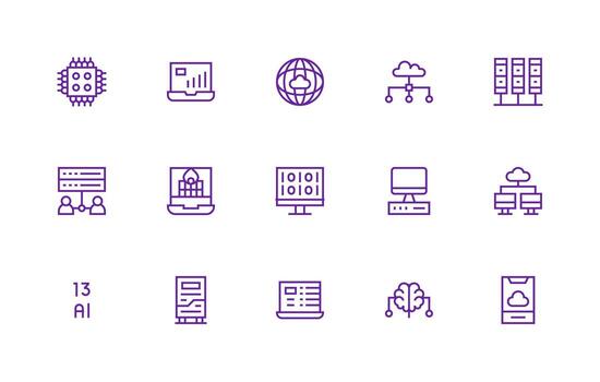 Computing Visual Pack containing 15 Regular Line Icons Outline Icon Pack vector