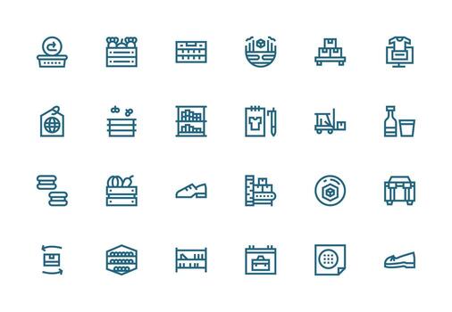 inventario presentando 24 íconos en grueso línea línea diseño interfaz icono colección para diario proyectos vector
