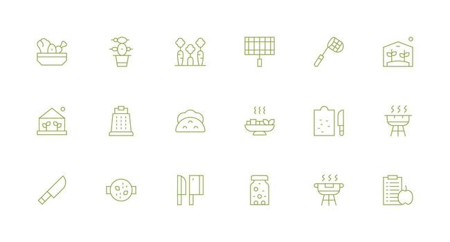 18 Vegetables Icons in Minimal Line Aesthetic Core Icon Collection for Daily Tasks vector